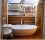 Bagno legno.<br />Finiture: cedro rosso.<br />Illuminazione: light blade con led multicolor.