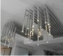 Lampadario “Hight Tech Falls”.<br />Materiale: alluminio.<br />Finitura: spazzolato.<br />Illuminazione: led